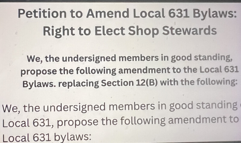 IBT 631 Resolution To Elect Stewards Threatened Officials