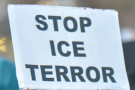 Protest sign "Stop ICE Terror"