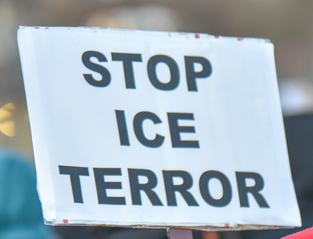 Protest sign "Stop ICE Terror"