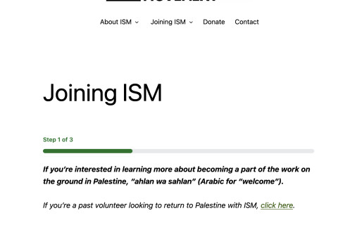 Screenshot of ISM Join Us page