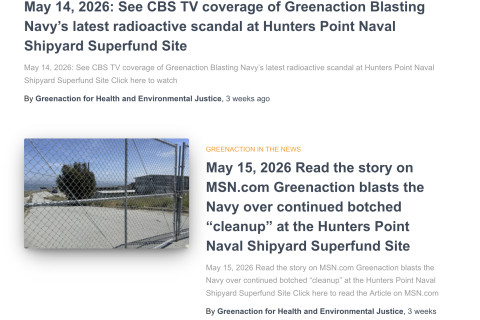Screenshot of Latest News on Greenactions website