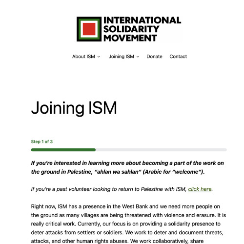 Screenshot of ISM Join Us page