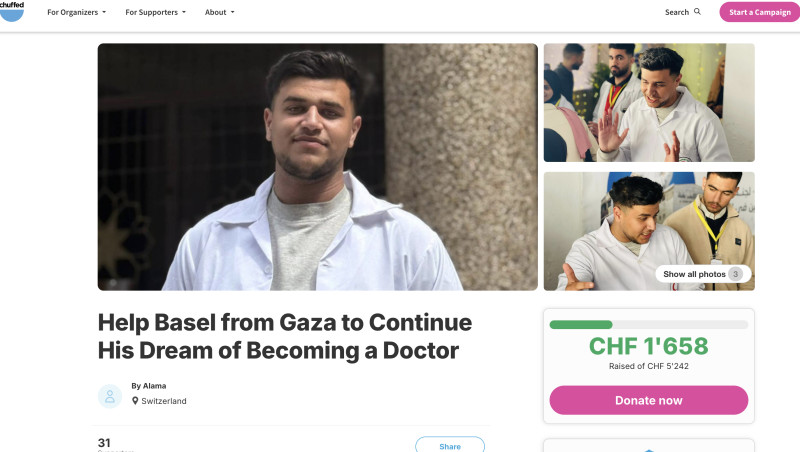 Screenshot of Chuffed Crowdfunding link