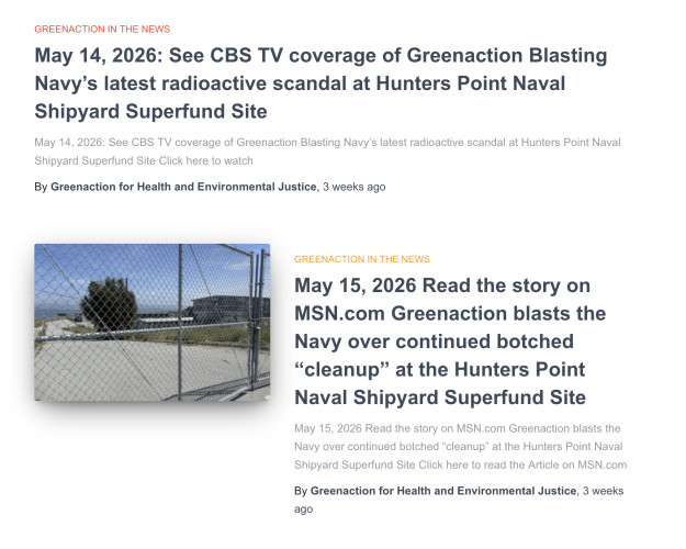 Screenshot of Latest News on Greenactions website