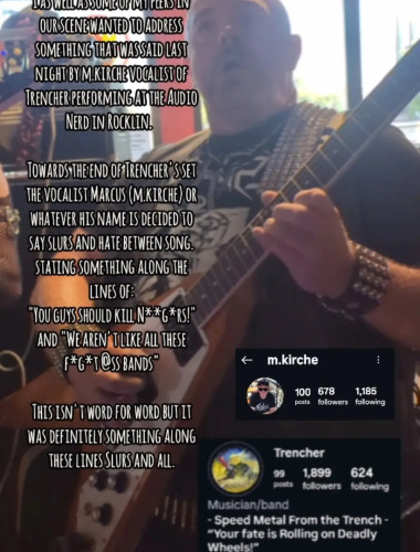 Instagram Post Describing Incident At Audio Nerd