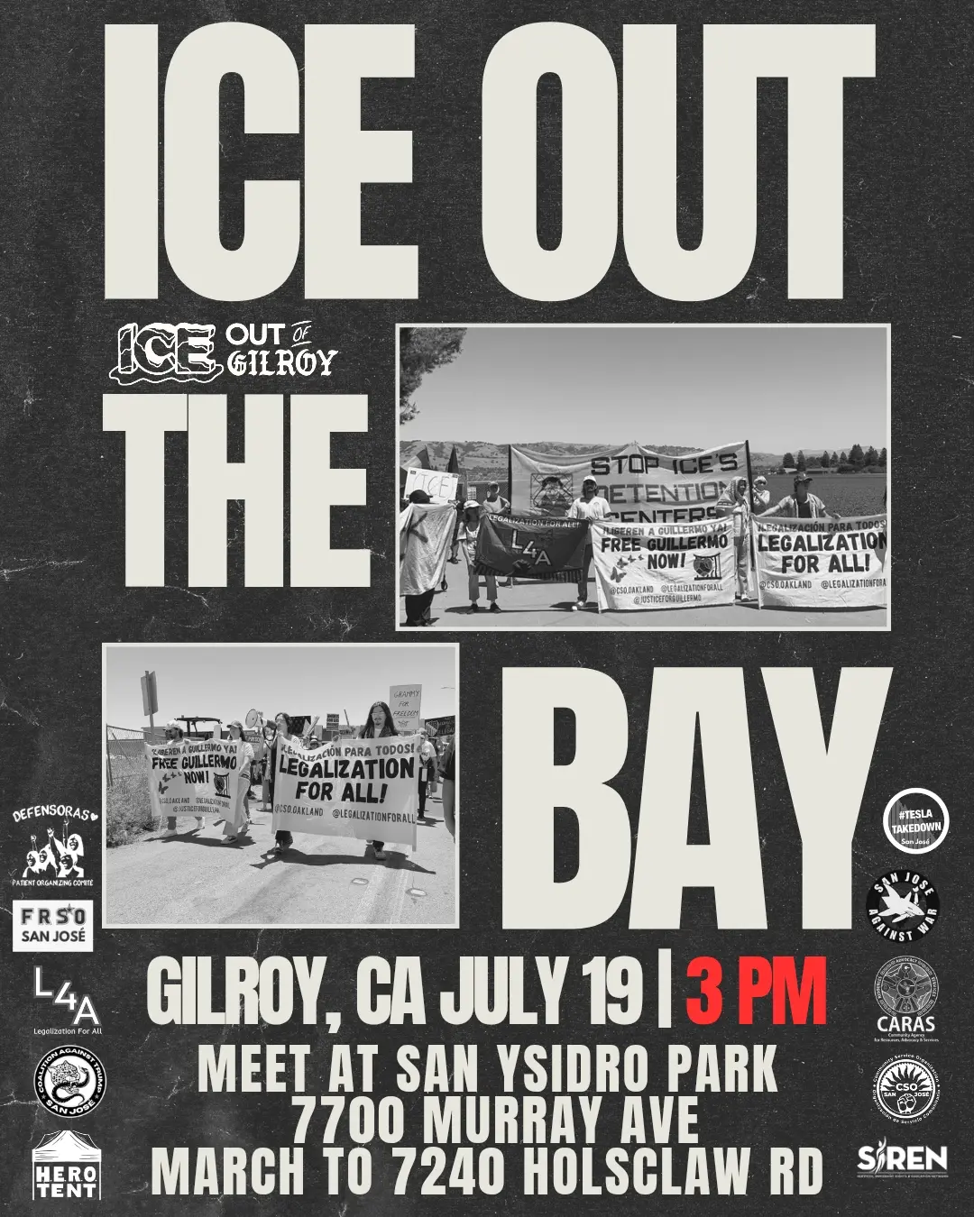 Meet at San Ysidro Park, 770 Murray Ave, Gilroy, March to 7240 Holsclaw RD, Gilroy
