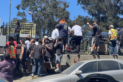 Hundreds of ILWU Local 10 longshore workers rallied to stop the working of the Tai Herald sugar ship from the Negros Island in the Philip...