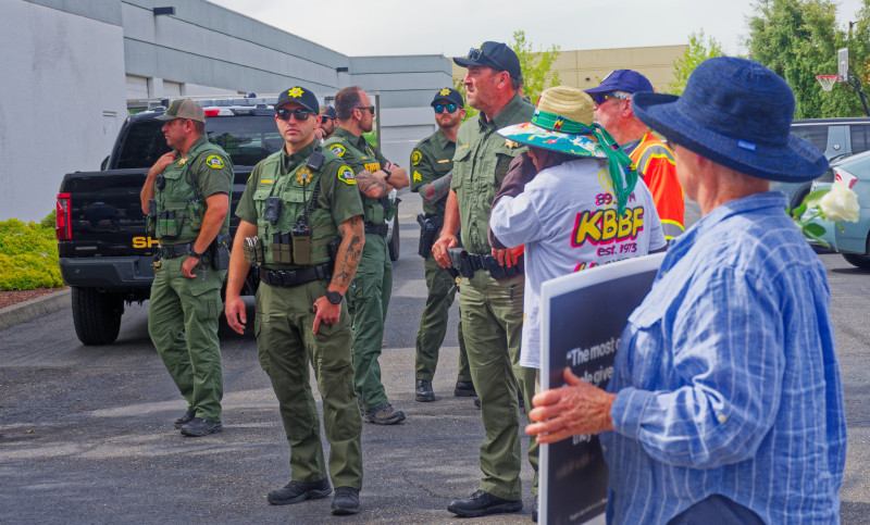 On July 20, protesters lay motionless in the Sonoma County Farm Bureau parking lot. The county sheriffs showed up.