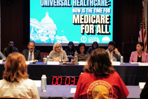 Members and supporters of the PAC “Medicare for All” founded in 2017 by Congresswoman Pramila Jayapal (D-WA) spent the day attending a Co...