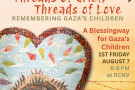 Heart & kite quilt with invitation to the Threads of Grief First Friday at RCNV