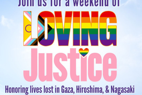 Rainbow Loving Justice Logo with weekend description
