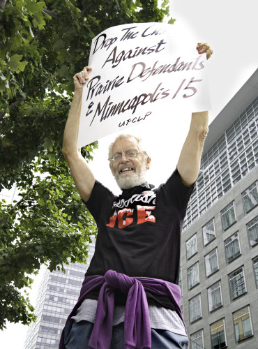 Protest at “asset” manager building draws an equal number of police
