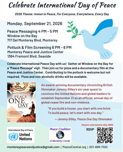 International Peace Day film screening and potluck 9-21-26 flyer