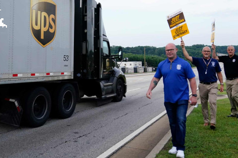IBT President Sean O'Brien Next To UPS Truck