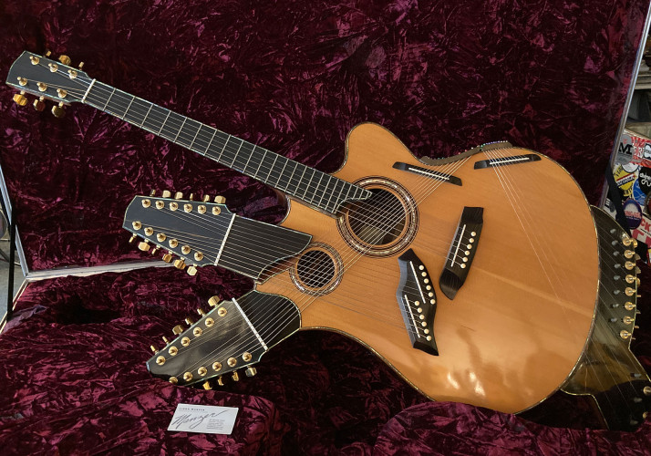 The fantastic handmade Pikasso guitar for the great jazz guitarist Pat Metheny, built by luthier/guitar builder Linda Manzer.