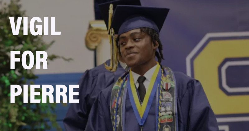 Vigil for Pierre: Photo of Pierre graduating