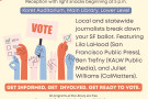 images of signs that say Vote, and text for thsi event