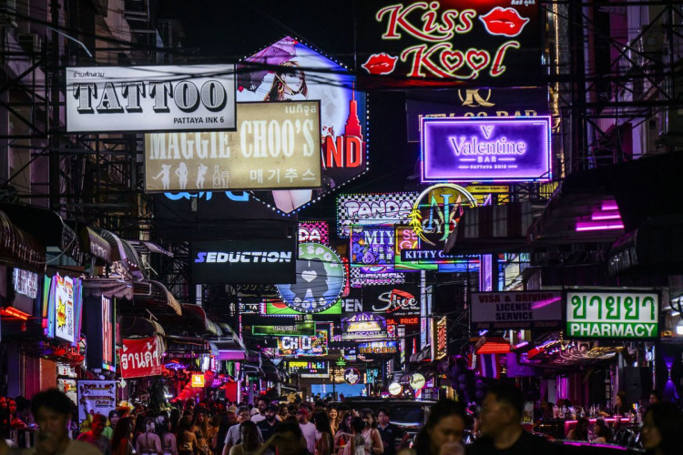 The off-limits section of Pattaya, Thailand, for Navy personnel from the USS Abraham Lincoln.