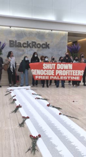 Pro-Palestine Activists Break In The Lobby Of BlackRock Headquarters In NYC