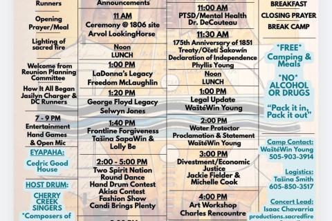 Schedule for the ten year reunion of the movement to protect the water.