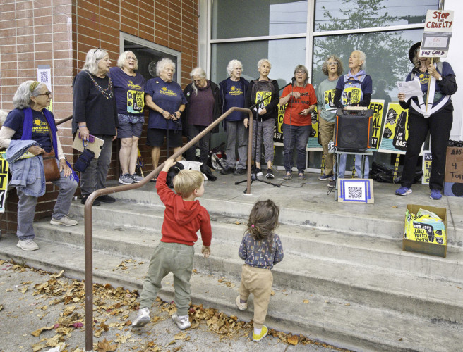 Over 125 people, many of them with their toddlers, rallied outside Berkeley City Council in support of a resolution opposing coal handli...