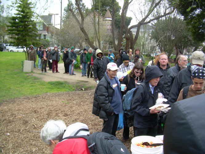 Food Not Bombs feeding the poor and hungry at People's Park in Berkeley, before People's Park was stolen from the people!  