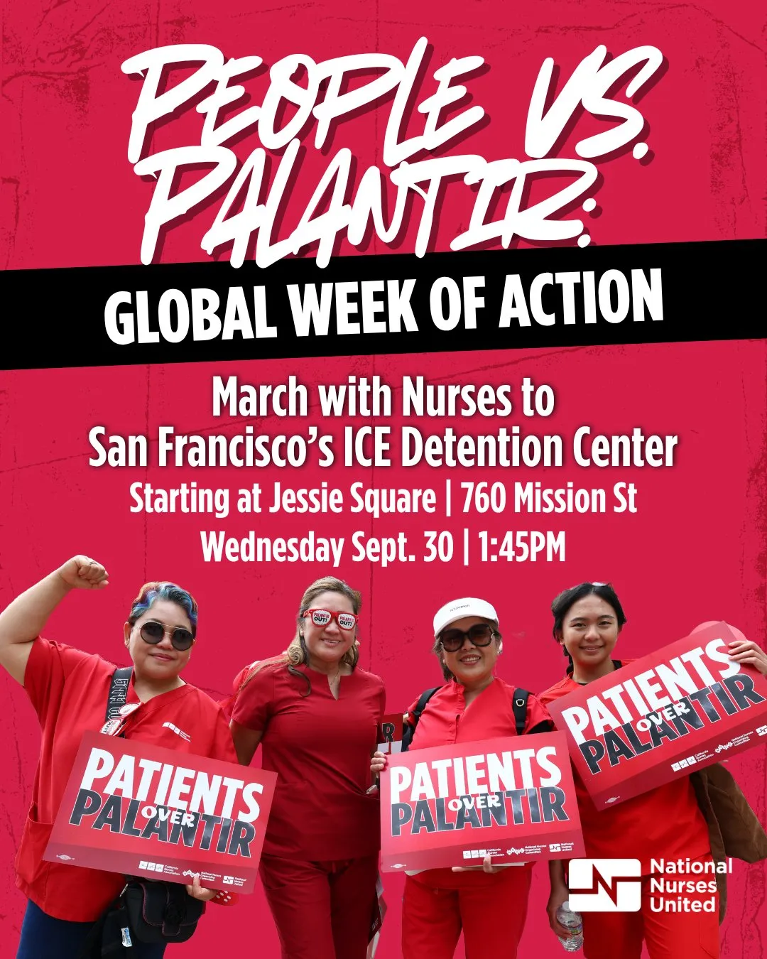 March begins at Jessie Square (760 Mission St.) proceeding toward ICE building (630 Sansome Street). 