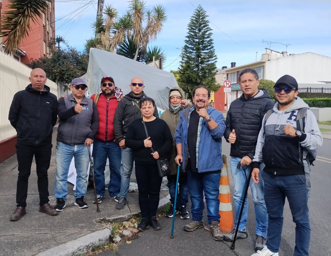 Colombian Injured Workers At Encampment Outside US Embassy In Bogota