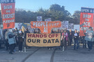 Protesters rallied at the Open AI developers conference to demand an end of the use of AI 