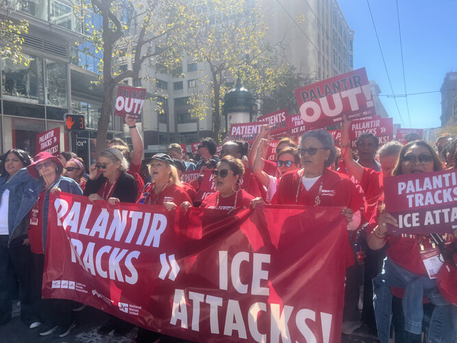 Over 1,000 people marched up Market Street to the ICE facility