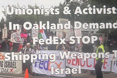 Hundreds of activists and unionists rallied at FedEx near the Oakland airport to demand that it stop shipping weapons to Israel for the g...