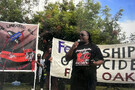 At a rally at Oakland Airport FedEx with hundreds of activists and workers, trade unionists spoke out against FedEx sending jet parts to ...