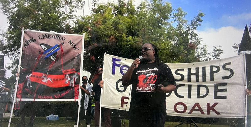 At a rally at Oakland Airport FedEx with hundreds of activists and workers, trade unionists spoke out against FedEx sending jet parts to ...