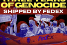 Palestinians spoke out at the rally at FedEx to oppose arms being sent to Gaza and to remember the martyrs.