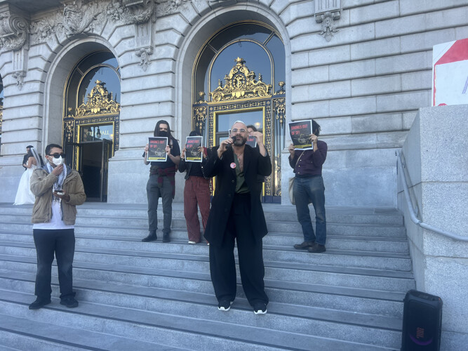MaMa Ganvuush Speaks At Rally At SF City Hall Against Drones