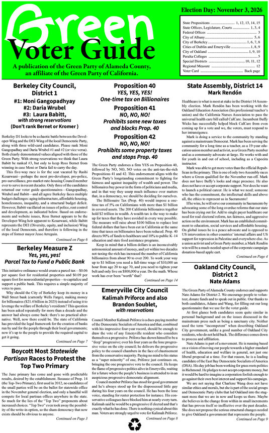 Green Party Voter guide - 16-page PDF