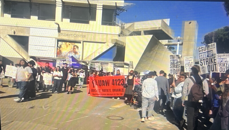 UAW Banner At SFSU Labor Student Rally