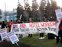 Hotel Workers Protest at Google Headquarters in Mountain View