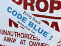 "Bring Back Code Blue" Stickers Spotted in Downtown Santa Cruz