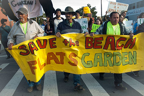 Beach Flats Gardeners and Supporters March To Santa Cruz City Hall