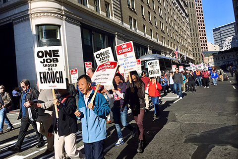 Union Members On Strike at Marriott Hotels in Eight U.S. Cities