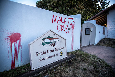Mission Santa Cruz Spray Painted and Mission Bell Removed