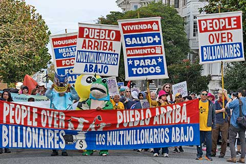 Activists Protest at the Mansions of Billionaire Trump Supporters